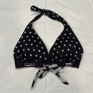 Arizona Jean Company Black And White Polka Dot Halter Bikini Top Size Large